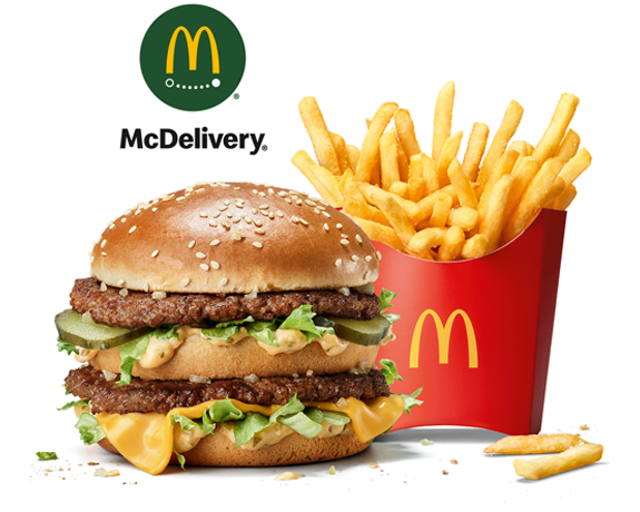 McDelivery Titelbild mit Burger und Pommes